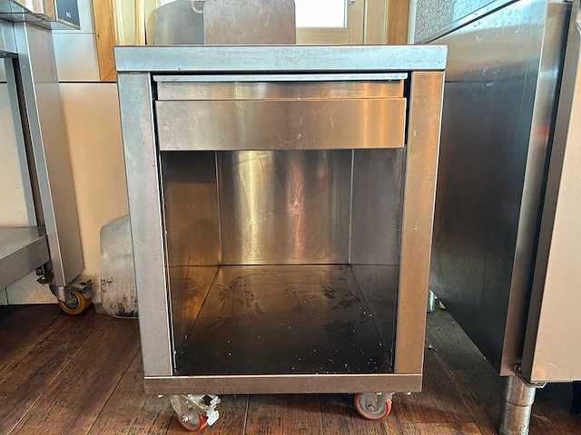 Verrijdbare rvs werktafel / onderkast met lade - afbeelding 1 van  5