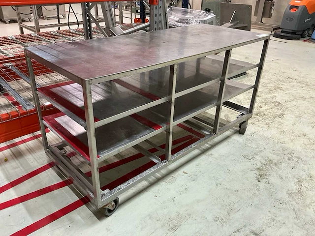 Verrijdbare rvs werktafel - afbeelding 1 van  2