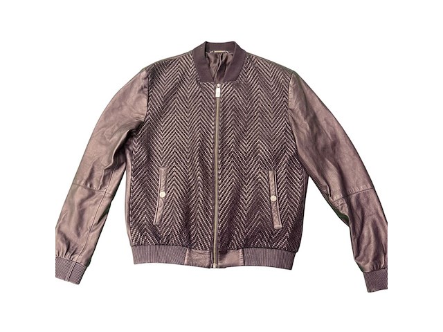 Versace chevron pattern leather jacket - maat slim m - afbeelding 1 van  9
