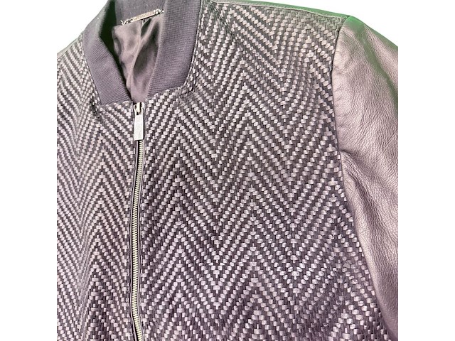 Versace chevron pattern leather jacket - maat slim m - afbeelding 2 van  9