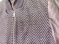 Versace chevron pattern leather jacket - maat slim m - afbeelding 2 van  9