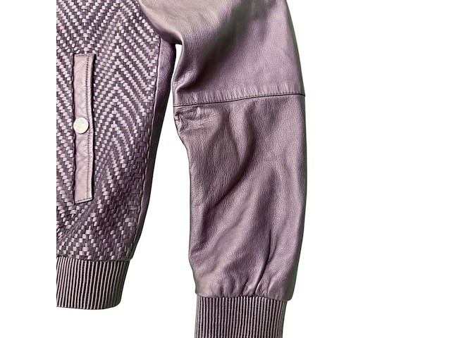 Versace chevron pattern leather jacket - maat slim m - afbeelding 3 van  9