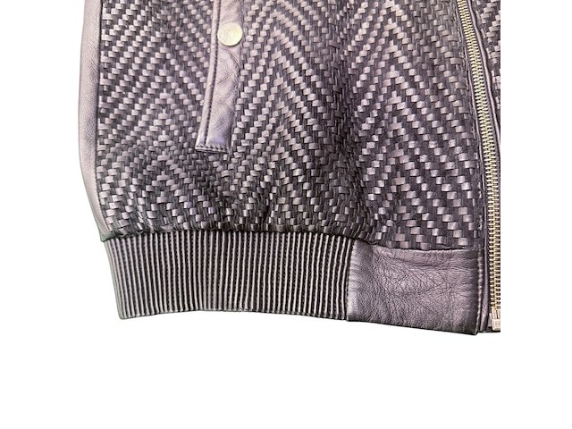 Versace chevron pattern leather jacket - maat slim m - afbeelding 4 van  9