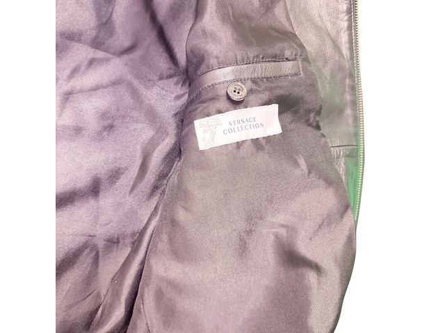 Versace chevron pattern leather jacket - maat slim m - afbeelding 7 van  9