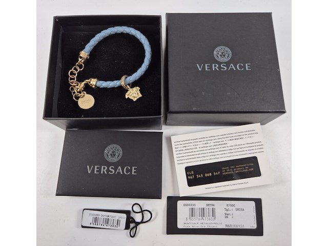 Versace gevlochten leren armband met medusa-bedel - afbeelding 2 van  8