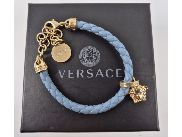 Versace gevlochten leren armband met medusa-bedel - afbeelding 3 van  8