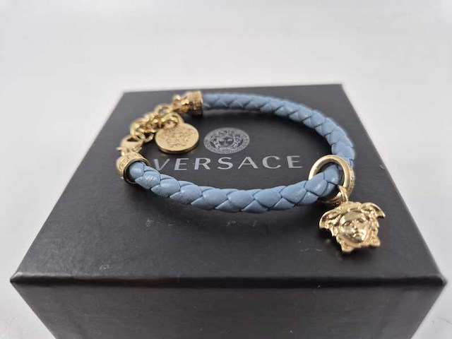 Versace gevlochten leren armband met medusa-bedel - afbeelding 4 van  8