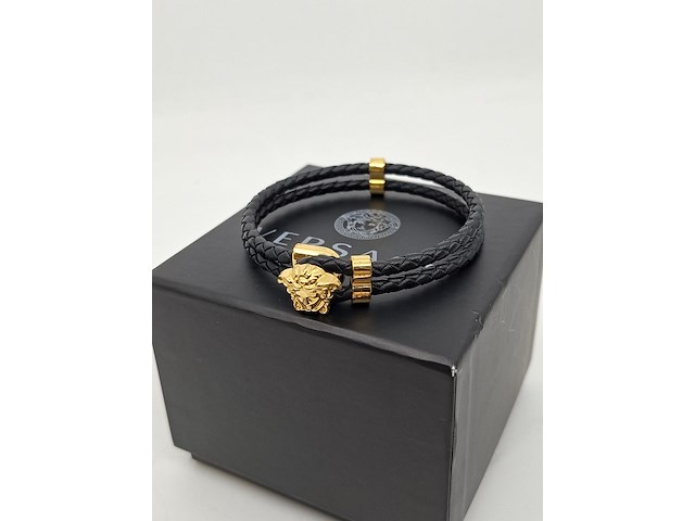 Versace medusa armband, versace, armband, zwart, goud - afbeelding 1 van  10