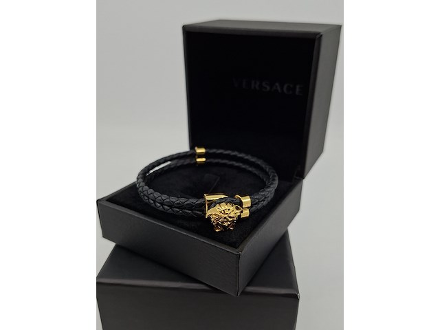 Versace medusa armband, versace, armband, zwart, goud - afbeelding 2 van  10