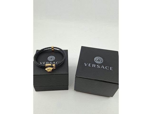 Versace medusa armband, versace, armband, zwart, goud - afbeelding 4 van  10