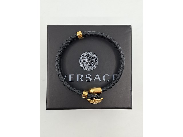 Versace medusa armband, versace, armband, zwart, goud - afbeelding 6 van  10