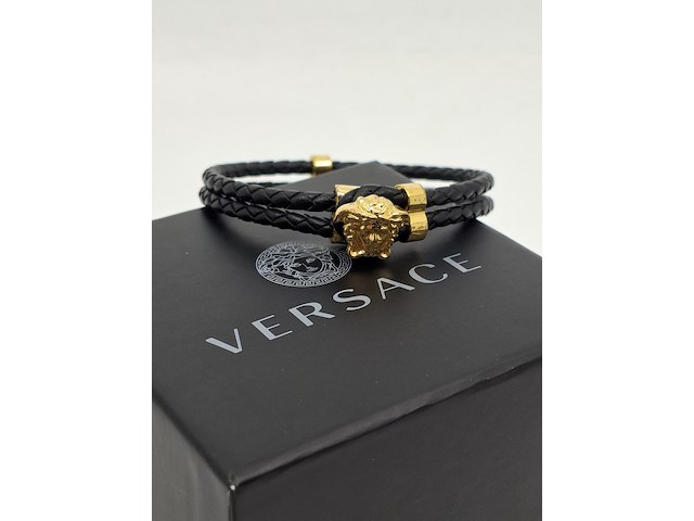 Versace medusa armband, versace, armband, zwart, goud - afbeelding 9 van  10