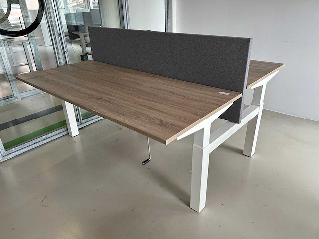 Verstelbaar duo zit/sta bureau hout/wit - afbeelding 1 van  2