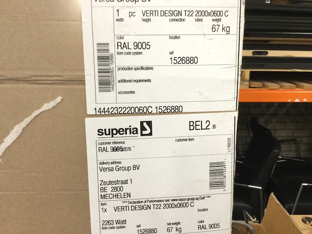 Verticale platte radiator 200x60 cm, thermrad, 22, ral 9005 - afbeelding 3 van  4