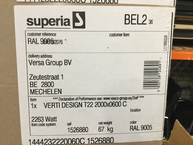 Verticale platte radiator 200x60 cm, thermrad, 22, ral 9005 - afbeelding 4 van  4