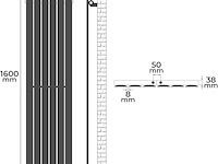 Verticale radiator 1600x452x52 mm aquamarin - afbeelding 2 van  4