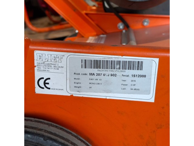 Verticuteermachine - 400mm - 230v eliet, e 401 electric, bouwjaar 2015 - afbeelding 2 van  10