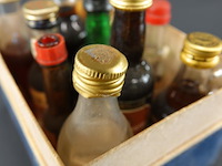 Verzameling vintage miniatuurflesjes (mignons) met diverse soorten alcoholische dranken. - afbeelding 3 van  5