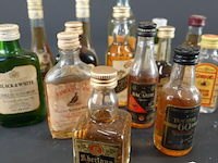 Verzameling vintage miniatuurflesjes (mignons) met diverse soorten alcoholische dranken. - afbeelding 3 van  4