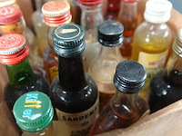 Verzameling vintage miniatuurflesjes (mignons) met diverse soorten alcoholische dranken. - afbeelding 3 van  5
