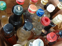 Verzameling vintage miniatuurflesjes (mignons) met diverse soorten alcoholische dranken. - afbeelding 5 van  5