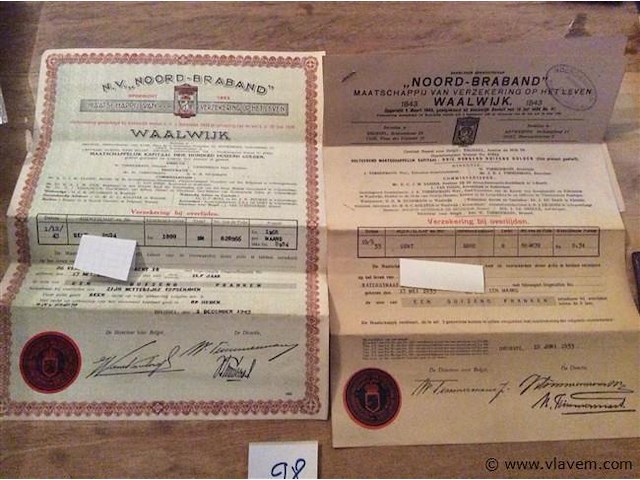 Verzekeringpolis waalwijk 2stuks - afbeelding 1 van  4