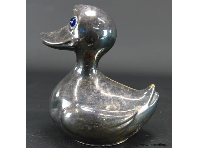 Verzilverde eend als spaarpot - afbeelding 2 van  5