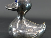 Verzilverde eend als spaarpot - afbeelding 2 van  5