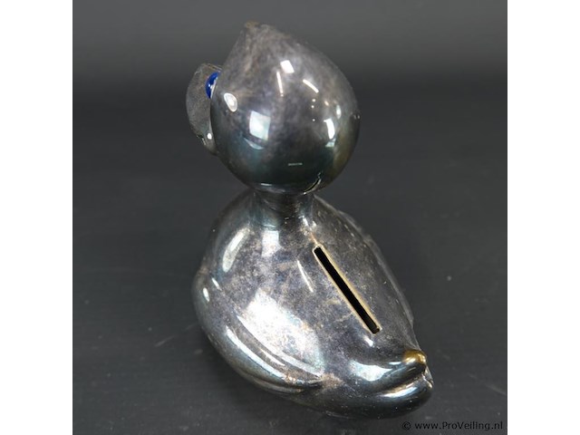 Verzilverde eend als spaarpot - afbeelding 3 van  5
