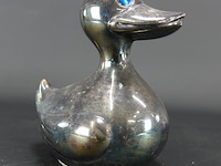 Verzilverde eend als spaarpot - afbeelding 4 van  5