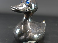 Verzilverde eend als spaarpot - afbeelding 1 van  5