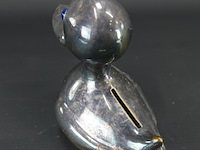 Verzilverde eend als spaarpot - afbeelding 3 van  5