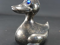 Verzilverde eend als spaarpot - afbeelding 1 van  5