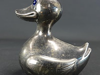 Verzilverde eend als spaarpot - afbeelding 2 van  5