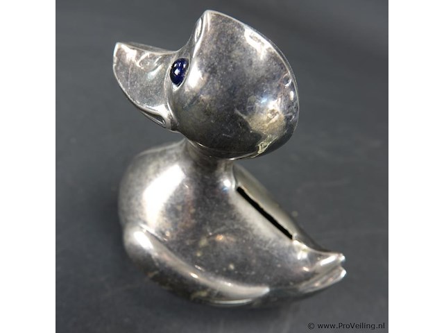 Verzilverde eend als spaarpot - afbeelding 3 van  5