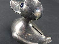 Verzilverde eend als spaarpot - afbeelding 3 van  5