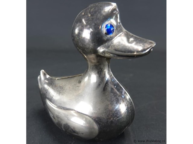 Verzilverde eend als spaarpot - afbeelding 4 van  5
