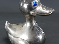 Verzilverde eend als spaarpot - afbeelding 4 van  5