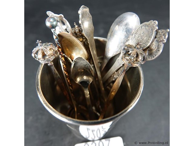 Verzilverde lepelbeker met lepeltjes - afbeelding 3 van  5