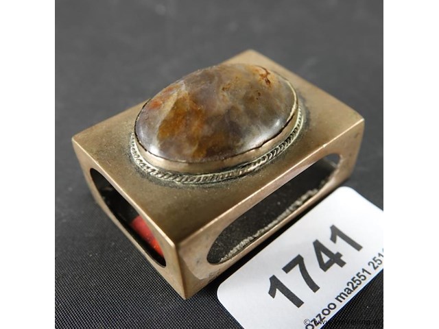 Verzilverde luciferhouder met steen - afbeelding 1 van  5