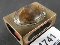 Verzilverde luciferhouder met steen - afbeelding 1 van  5