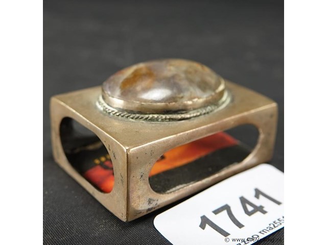 Verzilverde luciferhouder met steen - afbeelding 2 van  5