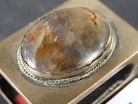 Verzilverde luciferhouder met steen - afbeelding 3 van  5