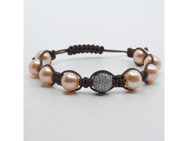 Veterarmband met cultivé parels - afbeelding 1 van  7