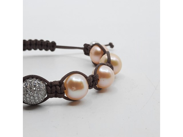 Veterarmband met cultivé parels - afbeelding 3 van  7