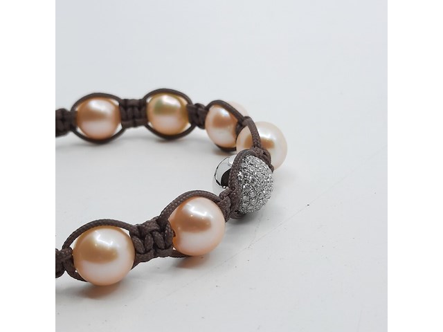 Veterarmband met cultivé parels - afbeelding 5 van  7