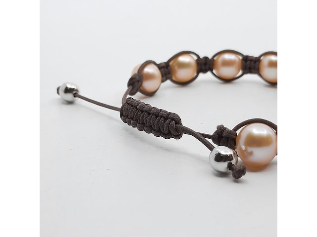 Veterarmband met cultivé parels - afbeelding 6 van  7