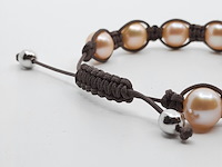 Veterarmband met cultivé parels - afbeelding 6 van  7