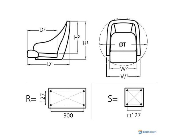 Vetus flip up boat steering seat blue - chfusb - afbeelding 5 van  5