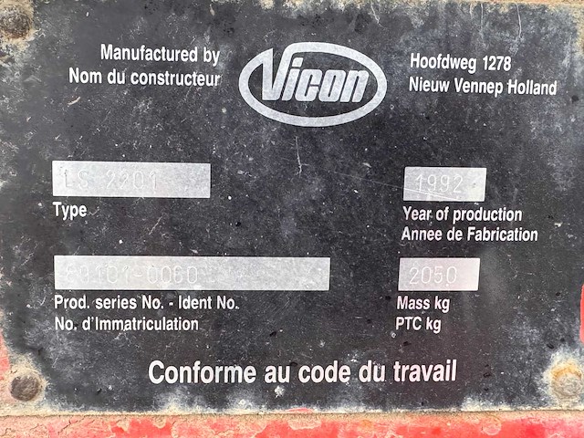 Vicon - 1992 - ls 2201 - veldspuit - afbeelding 15 van  15